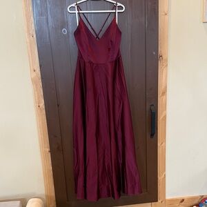 Burgundy Satin A-Line Bridesmaids Dress